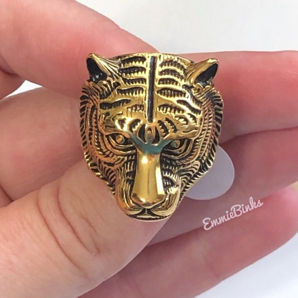 New FP Gold Plated Tiger Statement Ring ~ Silver or Bronze Clemson LSU Auburn - Picture 2 of 16